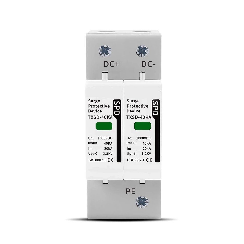 DC Surge Protector 600V 800V 1000V 2P 20KA 40KA 60KA Voltage Protector Solar photovoltaic Surge Arrester TXSD-40KA(40KA,DC1000V)