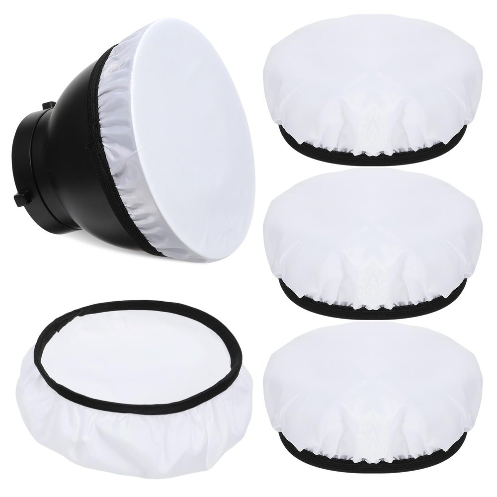 4 Pack Diffuser Lamp Sock Soft Cover, 7 "/18 cm Standard Cloth Diffuser Light Sock Lampshade Reflector Lamp White Lamps Shade Diffusers for Studio Strobe Reflector, Video Shooting (White)