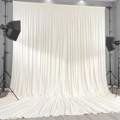10x12 FT Ivory Backdrop Curtain for Parties Wrinkle Free Photo Backdrop Curtains Polyester Wedding Back Drop Cloth Background for Birthday Photography Portraits Pet Photoshoot Prom Decoration