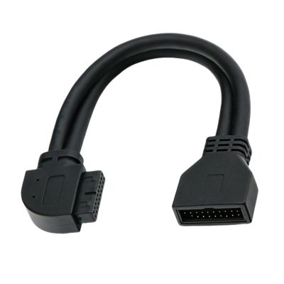 Yunyaobrand USB3.0 Front Panel Extension Cable 25cm 90 Degree Elbow 19Pin 20Pin Compatible Motherboard Adapter for Desktop PC Case