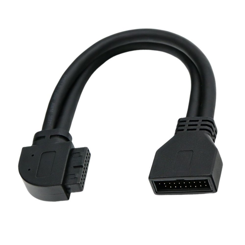 Yunyaobrand USB3.0 Front Panel Extension Cable 25cm 90 Degree Elbow 19Pin 20Pin Compatible Motherboard Adapter for Desktop PC Case