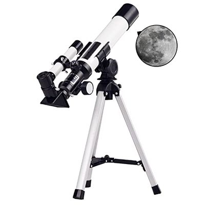 40mm Aperture 400mm Astronomical Refracting Telescope for Kids and Beginners - Portable Travel Telescope with Moon Filter (MJE319)