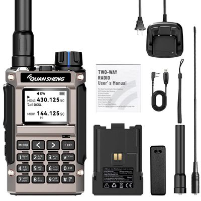 QUANSHENG UV-K1 Handheld Ham Radio, Multi-Band Two Way Radio, AM/FM Aviation Receive, NOAA Weather, Wireless Frequency Copy, Type-C Rechargeable Walkie Talkie, 200 Channels, DTMF, Scrambler