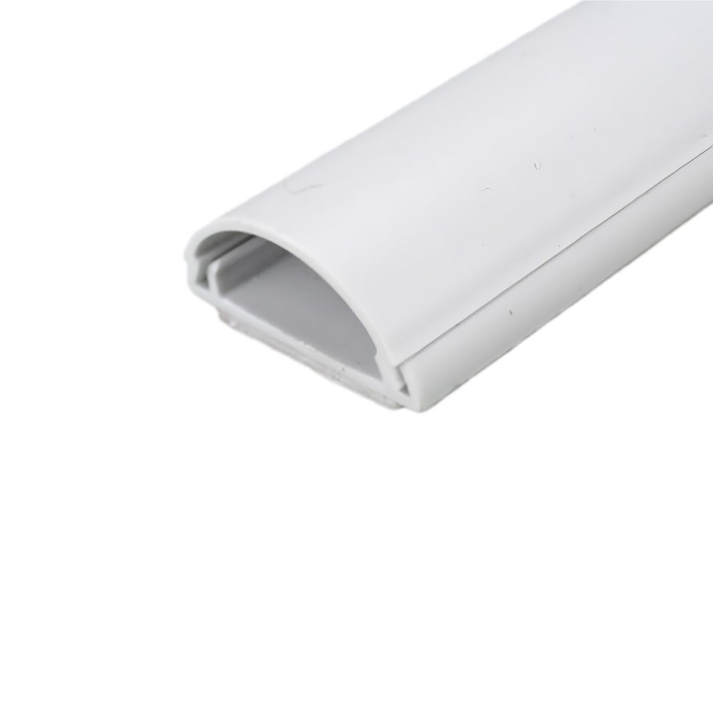 Self Adhesive PVC Curved Cable Tray Floor Wire Cover, Cable Management System, Wall Mounted TV Wire Hider Total Length: 315in (20X L15.75in)(White)