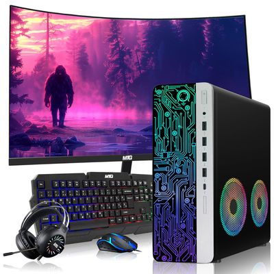 HP Gaming PC Desktop Computer  AMD Pro A10-9700,RX 550 Graphics,8GB RAM,512GB SSD,32 Inch Curved Monitor,RGB Keyboard with AI Copilot,Mouse,2X ARGB Fan WiFi,RGB Headphone,Windows 11(Renewed)
