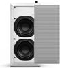 DEEJAY LED 2 6-Inch in-Wall Subwoofer, 100400W High Power Subwoofer for Home Theater, Office, Retail, 8 Ohm Stereo / 4 Ohm Mono, White Paintable Finish, Gold Terminals