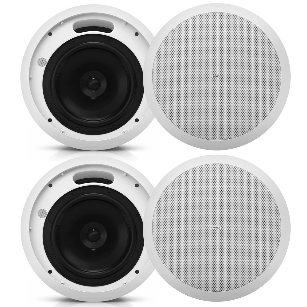 DEEJAY LED 8-Inch Coaxial Ceiling Speakers, in-Ceiling Full Range Loudspeakers Pair, 90W RMS / 360W Peak, 70V/100V or 8 Ohm, Ceiling Mount Speakers for Commercial Installations, Offices, Restaurants