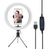 10 Inch USB Desktop Fill Light LED Ring Light, Dimmable Studio Lighting with Triangular Bracket, Adjustable Brightness and 3 Color Temperatures for Live Broadcast, Video Conferenci view 3