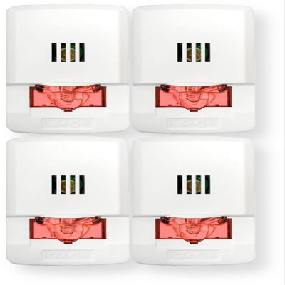 ELHSW-NR Pack of 4 Horn Strobes, White; No Lettering, Red Lens; LED Technology; Indoor; Wall Mounting; 15/30/75/110/135/185 cd; 86 dBA Sound Level; 24V; Mounting Plate Included