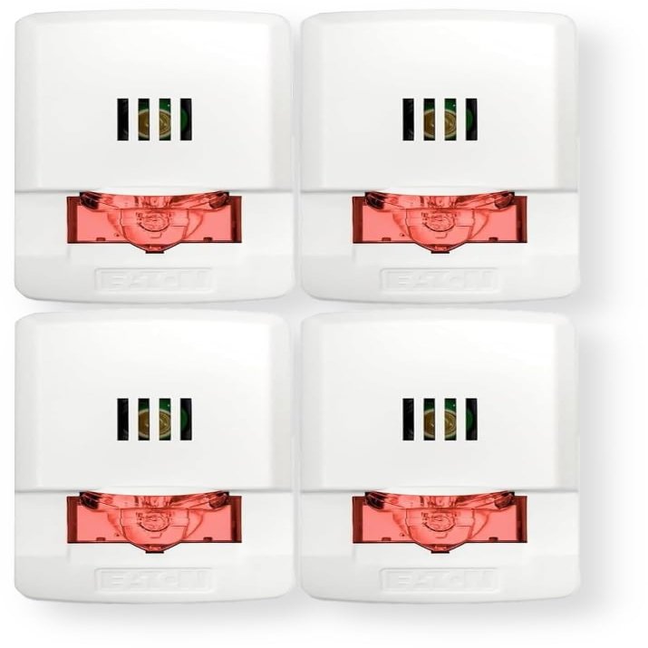 ELHSW-NR Pack of 4 Horn Strobes, White; No Lettering, Red Lens; LED Technology; Indoor; Wall Mounting; 15/30/75/110/135/185 cd; 86 dBA Sound Level; 24V; Mounting Plate Included