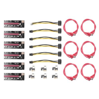 6-Pack VER009 USB 3.0 Adapter Card 009S 1X to 16X Extension Adapter Card Adapter SATA 15-pin to 6-pin Power Cable