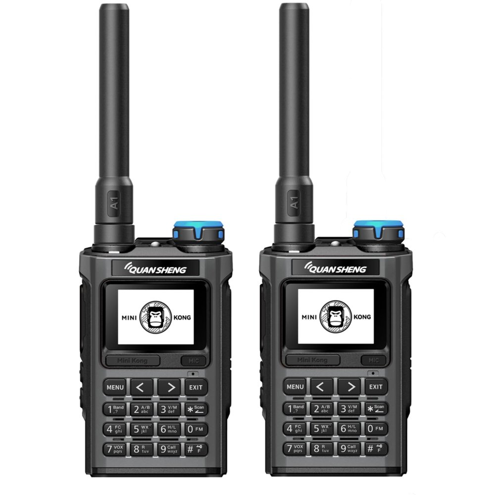 2Packs Quansheng UV-K1 Handheld Radio AM/FM Aviation Multi-Band 200 Channels Walkie Talkies Long Range with NOAA Weather Receiving USB -C Charging Large Memory Wireless Replication Two Way Radio