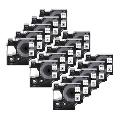 3-15PK 18483 IND Permanent Polyester Tapes Compatible for D-mo A18482 A18484 Black on White Label for R-ino 3000 4200 Maker(15PK Black on White,9mm)