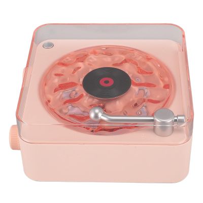 Brrnoo Record Player Style Speaker with Night Light and Time Display 3 in 1 Multifunction Small Stereo Wireless Speaker for Girls Bedroom (Pink)