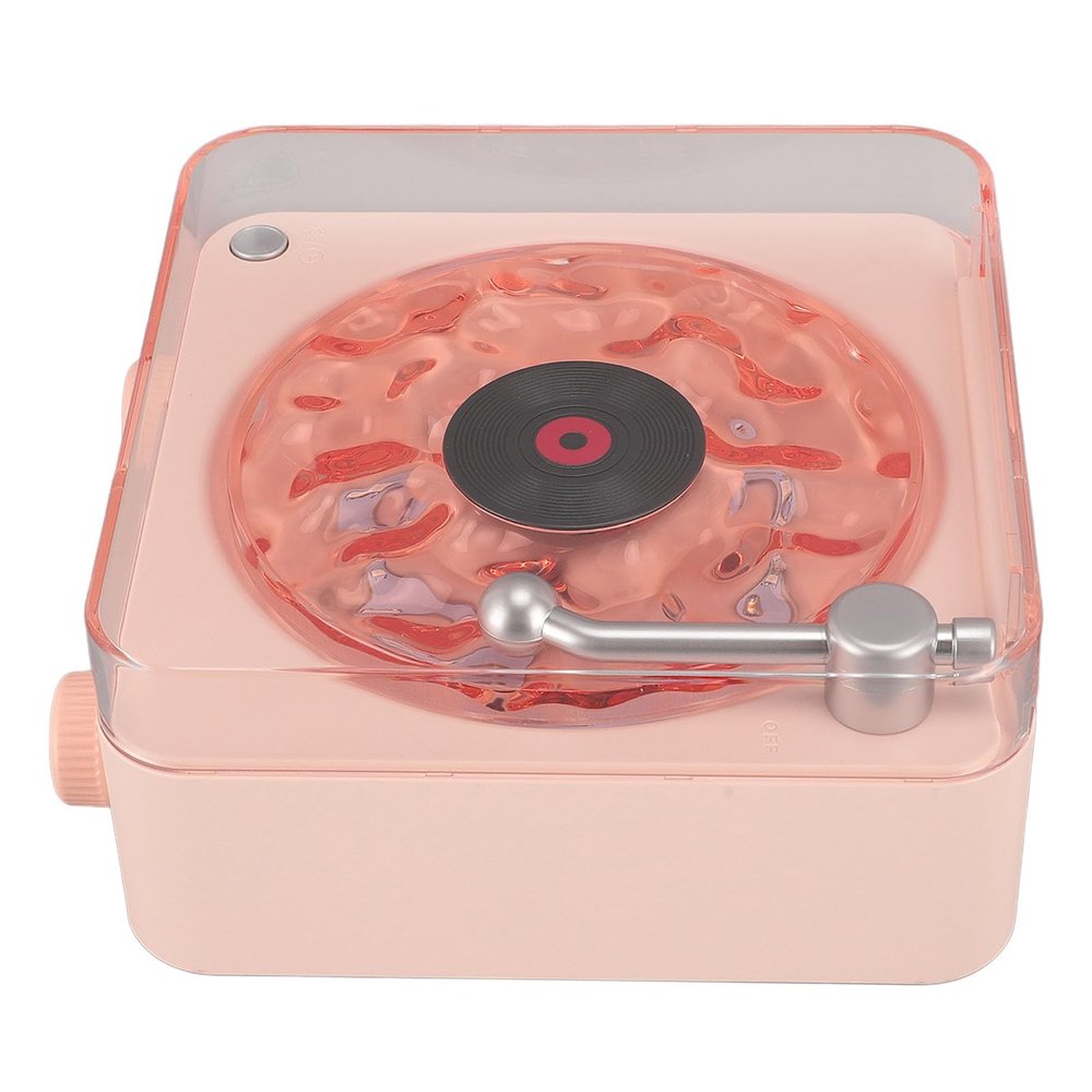 Brrnoo Record Player Style Speaker with Night Light and Time Display 3 in 1 Multifunction Small Stereo Wireless Speaker for Girls Bedroom (Pink)