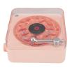Brrnoo Record Player Style Speaker with Night Light and Time Display 3 in 1 Multifunction Small Stereo Wireless Speaker for Girls Bedroom (Pink) view 1