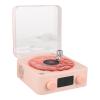 Brrnoo Record Player Style Speaker with Night Light and Time Display 3 in 1 Multifunction Small Stereo Wireless Speaker for Girls Bedroom (Pink) view 2