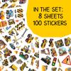 100PCS Construction Vehicle Stickers  KidFriendly Heavy Machinery Waterproof Vinyl Decals Featuring Bulldozers, Trucks & Tools for Laptop, Water Bottle, Scrapbook view 2
