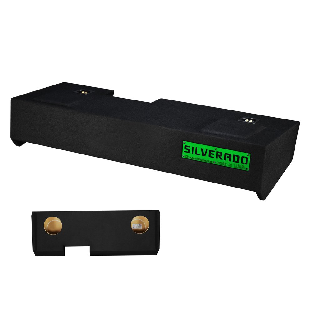 Chevy Silverado 2019-2026 Crew Cab and Double Cab 10" Dual Ground Shaker Subwoofer Enclosure Ported and Sealed (Green, 8")