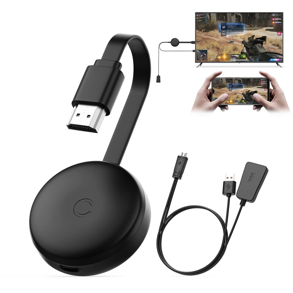 Wireless HDMI Display Dongle Adapter, 2-in-1 Wireless HDMI Transmitter and Receiver, Screen Mirroring Extender from iPhone Android Laptop to HDTV Projector for AirPlay Miracast DLNA, Plug & Play
