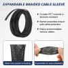 uxcell 3Psc 49ft - 1/4, 3/8, 1/2 Inch Expandable Braided Cable Sleeving, PET Cable Management Wire Sleeve Cord Protector, Wire Wrap Loom Tube for TV Computer Office Home Devices, Black view 3
