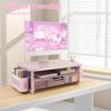 2-Tier Computer Monitor Stand RiserDesk Organizer and Accessories with Drawer and 2 Pen Holders,Desktop Monitor Stand for PC, Laptop, Pink view 3