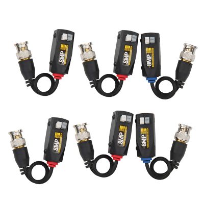 ChiweiJ 6Pcs Video Power Balun Transceiver, HD Video Power Balun for CVI TVI AHD CVBS Signals, 8MP Anti Thunder Transmitter with Twisted Pair Transmission, Passive Design for Security Came