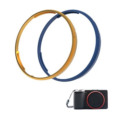TEHAOUU Metal Lens Decoration Ring Compatible with Ricoh GR4, Multi-Color Lens Ring for Camera (Blue+Orange)