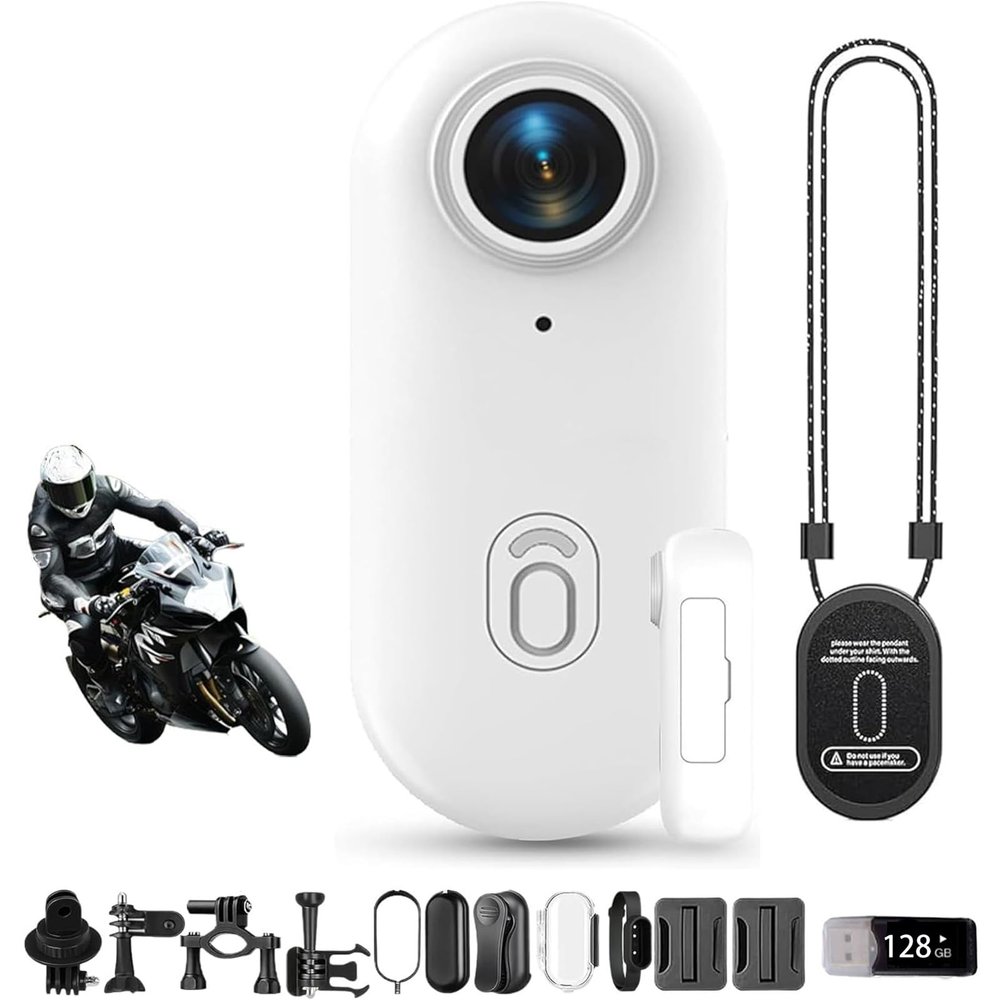 Waterproof 4K HD Pro Capture Camera, New Ultra Wide Angle Wearable Body Adventure Action Cameras with Audio, Night Vision, Mount Anywhere, for Diving, Cycling and Outdoors Activities (White,1080 128G)