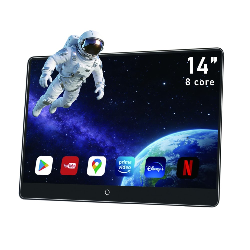 14 inch 4K Android Car TV Headrest Monitor for Cars Back seat Rear Entertainment System, Support Wireless Phone Link Touch Screen,with WiFi/Bluetooth/HDMI/USB/Video Player 4G+64G 8core (1PCs)