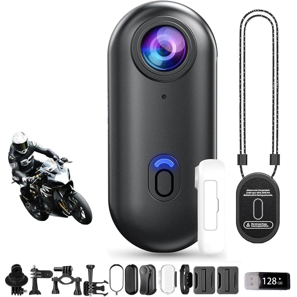 Waterproof 4K HD Pro Capture Camera, New Ultra Wide Angle Wearable Body Adventure Action Cameras with Audio, Night Vision, Mount Anywhere, for Diving, Cycling and Outdoors Activities (Black,4K 128G)