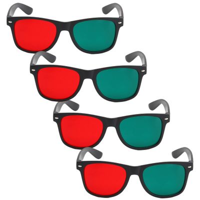 Lawnrden 4Pcs 3D Glasses, Black Frame Red Green 3D Viewing Glasses for Dimensional Anaglyph TV Movie DVD Game and Amblyopia Training Eyeglasses