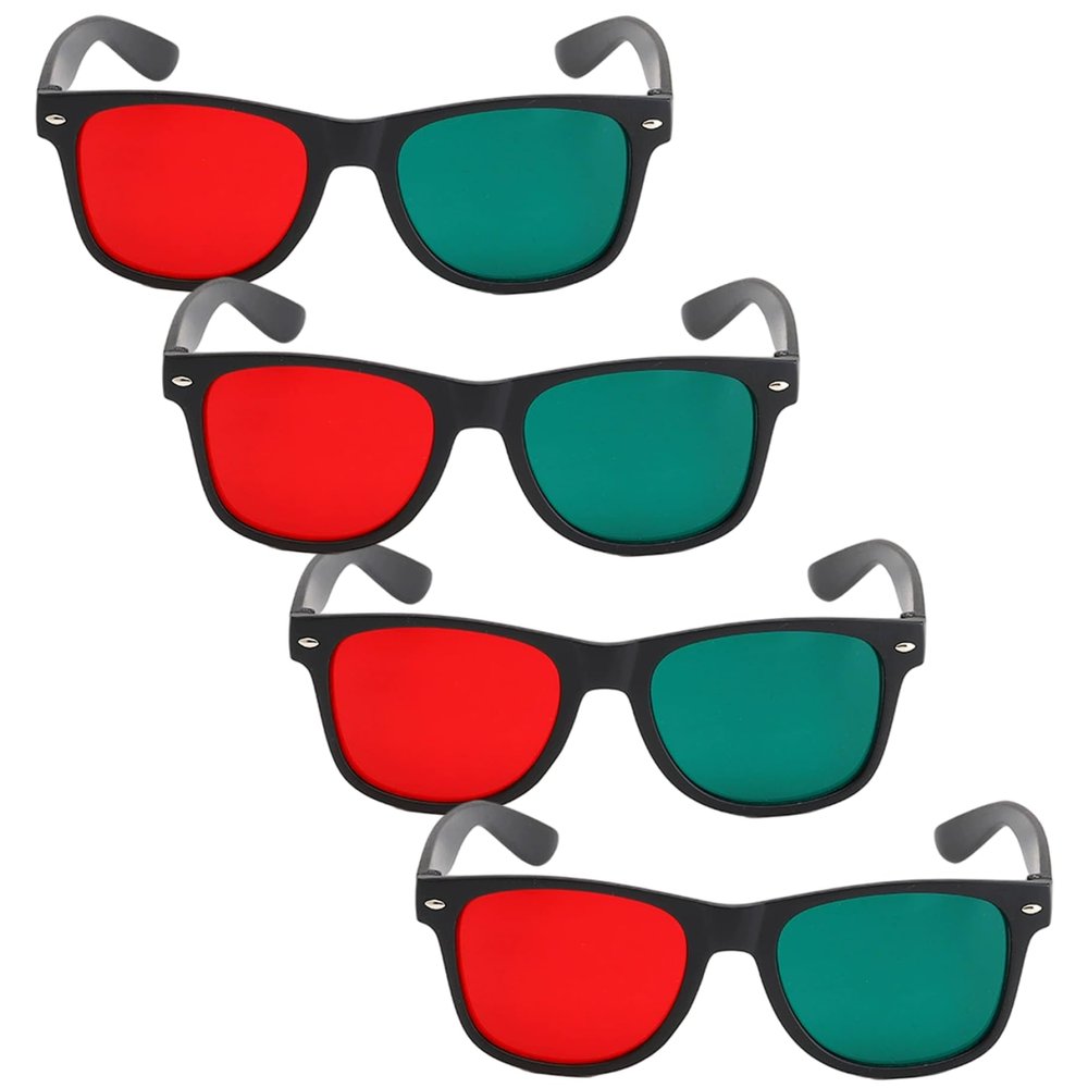 Lawnrden 4Pcs 3D Glasses, Black Frame Red Green 3D Viewing Glasses for Dimensional Anaglyph TV Movie DVD Game and Amblyopia Training Eyeglasses
