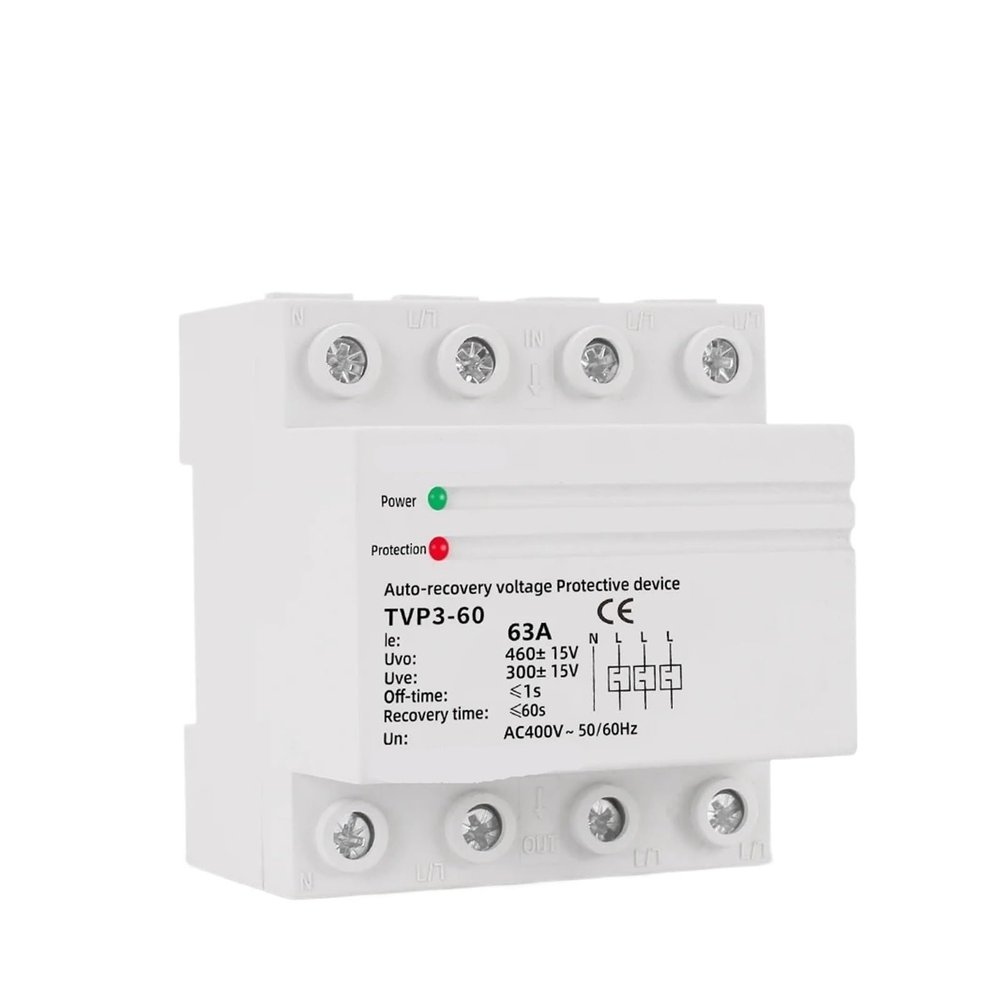 LSCCLMKJ Three Phase Over Under Voltage Protector 3 Automatic Recovery Protective Device Surge Protection Relay Reset 63A 60A 380V