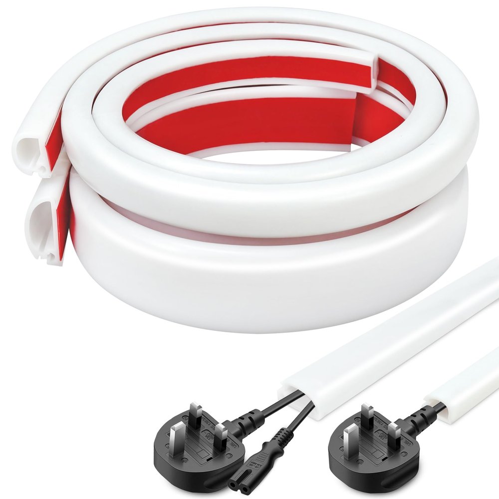 Cord Hider,White Cord Covers for Wires On Wall,TV Wire Hider,Silicone Self-Adhesive Cable Raceway for Powers Cords Management,1.1 * 0.47Inch, Length 157 Inch