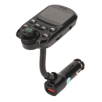 Yunseity FM Transmitter, Wireless Car Charger MP3 Player with QC3.0 PD30W Fast Charging BASS Treble Sound Effects, for Most Smartphones Devices