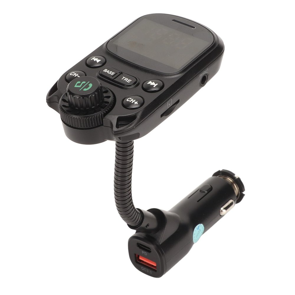 Yunseity FM Transmitter, Wireless Car Charger MP3 Player with QC3.0 PD30W Fast Charging BASS Treble Sound Effects, for Most Smartphones Devices