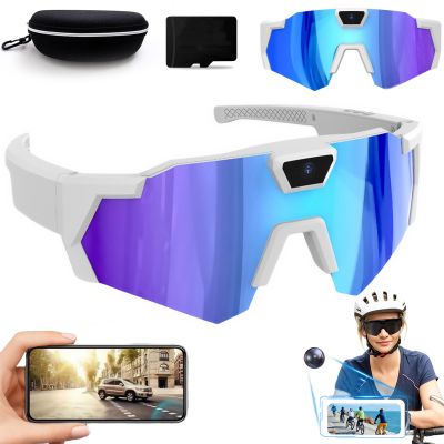 POV Glasses 4K Baseball Glasses with Camera, Baseball Sunglasses with Camera, Sports Sunglasses with Cameras, Smart Cameras Glasse for Men and Women Recording for Outdoor Activities (Blue)