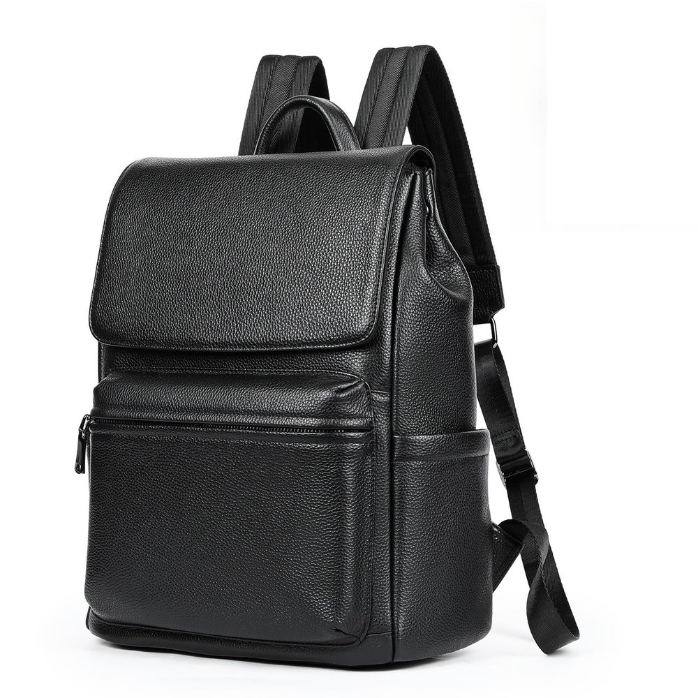Glorixen Genuine Leather Laptop Backpack for Women Large Capacity Travel Computer Bag Casual Daypack Gift Box (Black)
