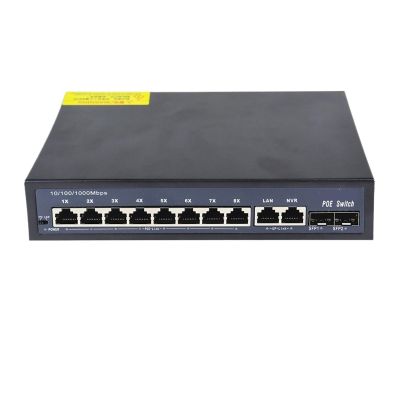 12-Port Gigabit POE RJ45 Ethernet Switch with SFP, Supporting 802.3af/at(Switch with EU Plug)