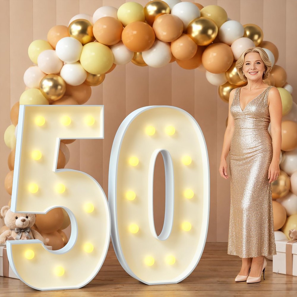 imprsv 50 Marquee Numbers, 4FT Light Up Sign for 50th Birthday Party Decor