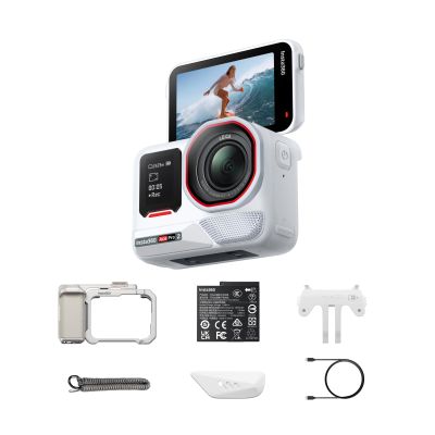 Insta360 Ace Pro 2 Arctic White Limited Edition - Xplorer Bundle Moonlight Silver 8K Camera Co-Engineered with Leica, 1/1.3" Sensor, Dual AI Chip, Leading Low Light, Flip Screen & AI Editing