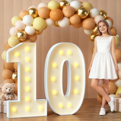 imprsv 10 Marquee Numbers, 4FT Light Up Sign for 10th Birthday Party Decor