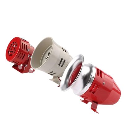 1pc MS-190/290/390 12V 24V 220V 110V Red Mini Metal Motor Siren Industrial Alarm Sound Electrical Guard Against Theft 130dB(MS-190-12V)