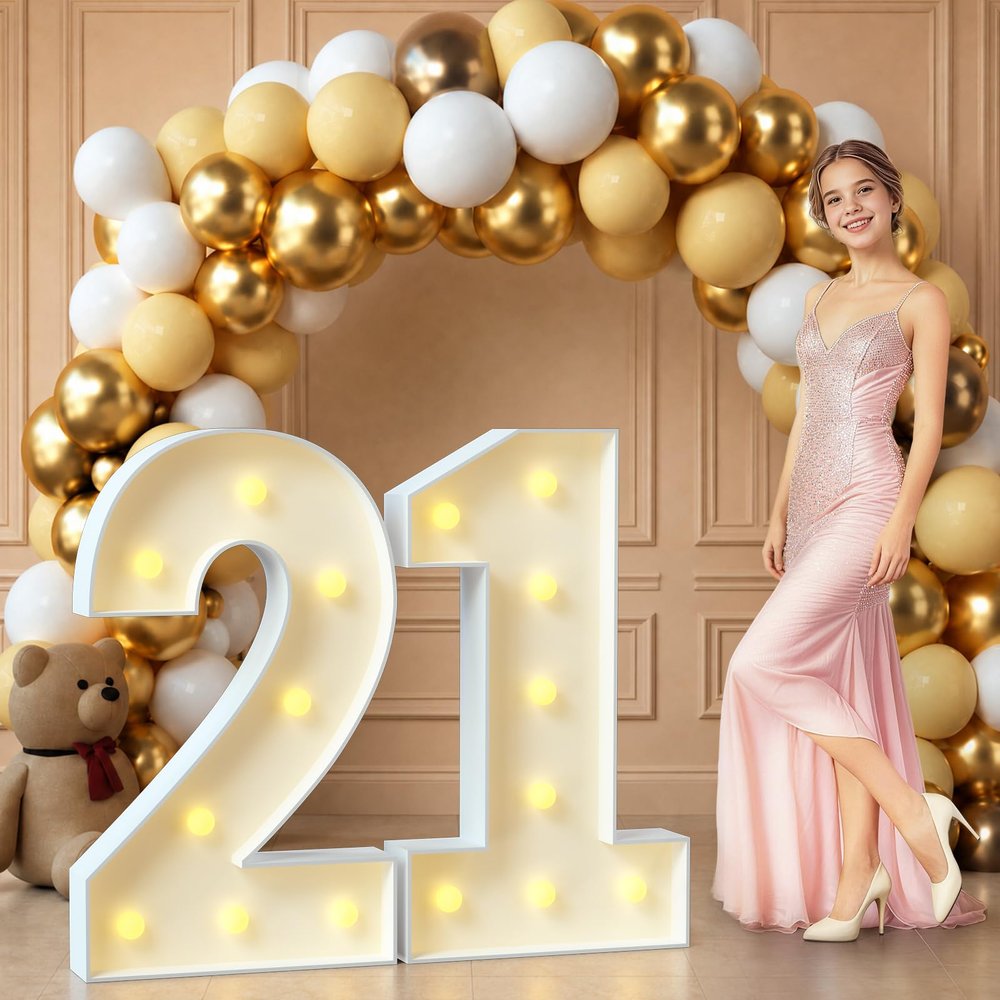 imprsv 21 Marquee Numbers, 3FT Light Up Sign for 21st Birthday Party Decor