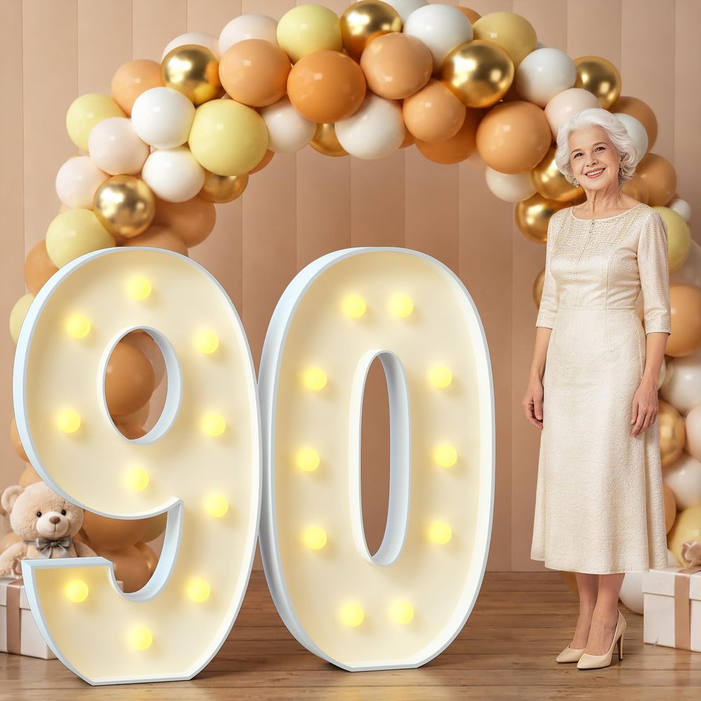 imprsv 90 Marquee Numbers, 4FT Light Up Sign for 90th Birthday Party Decor
