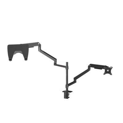 2 in 1 Aluminum Alloy Desktop clamp Mechanical Spring 17-32 inch LCD Monitor Desktop Stand 17 inch Laptop Stand 3-8kg Long arm(600mm Black)