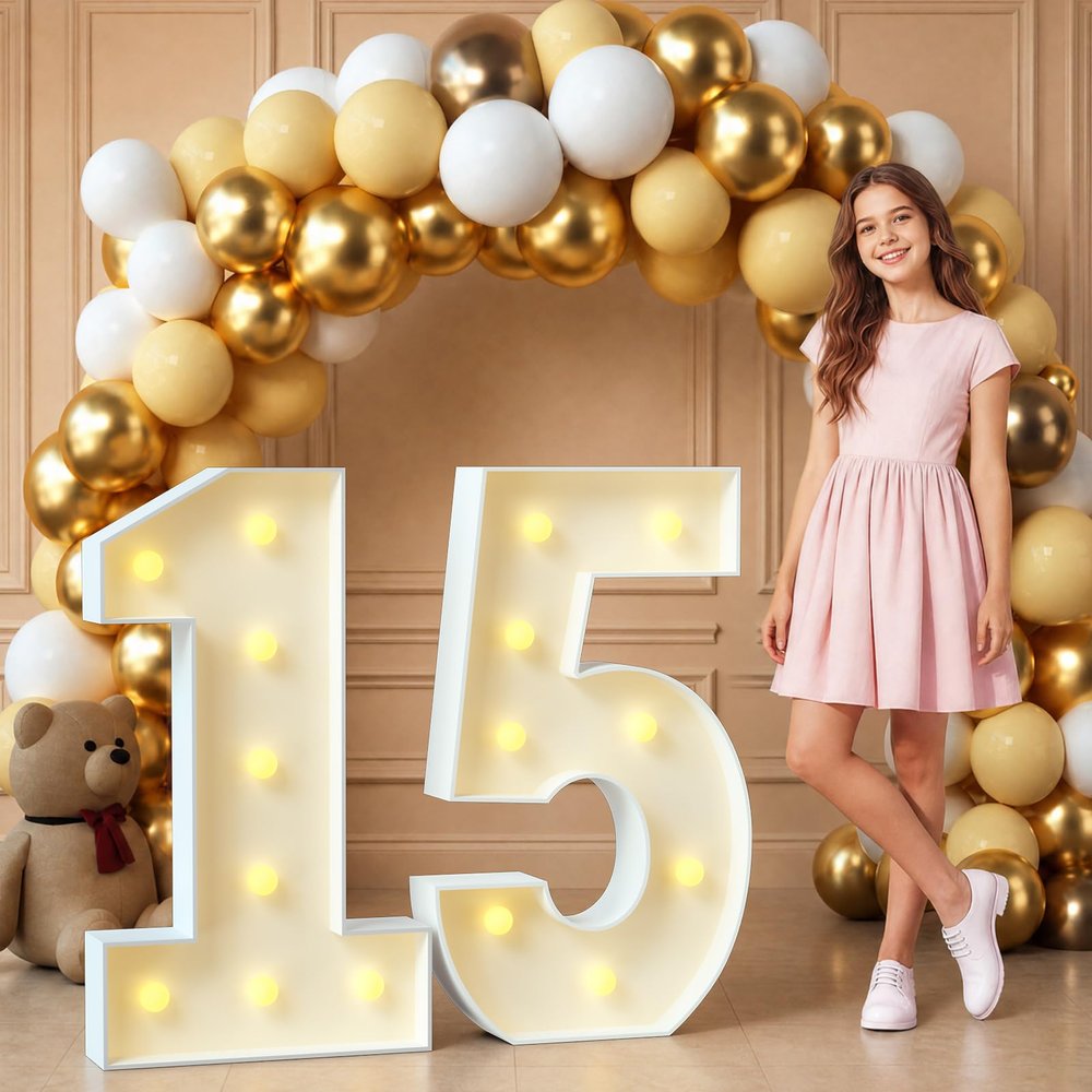 imprsv 15 Marquee Numbers, 3FT Light Up Sign for 15th Birthday Party Decor