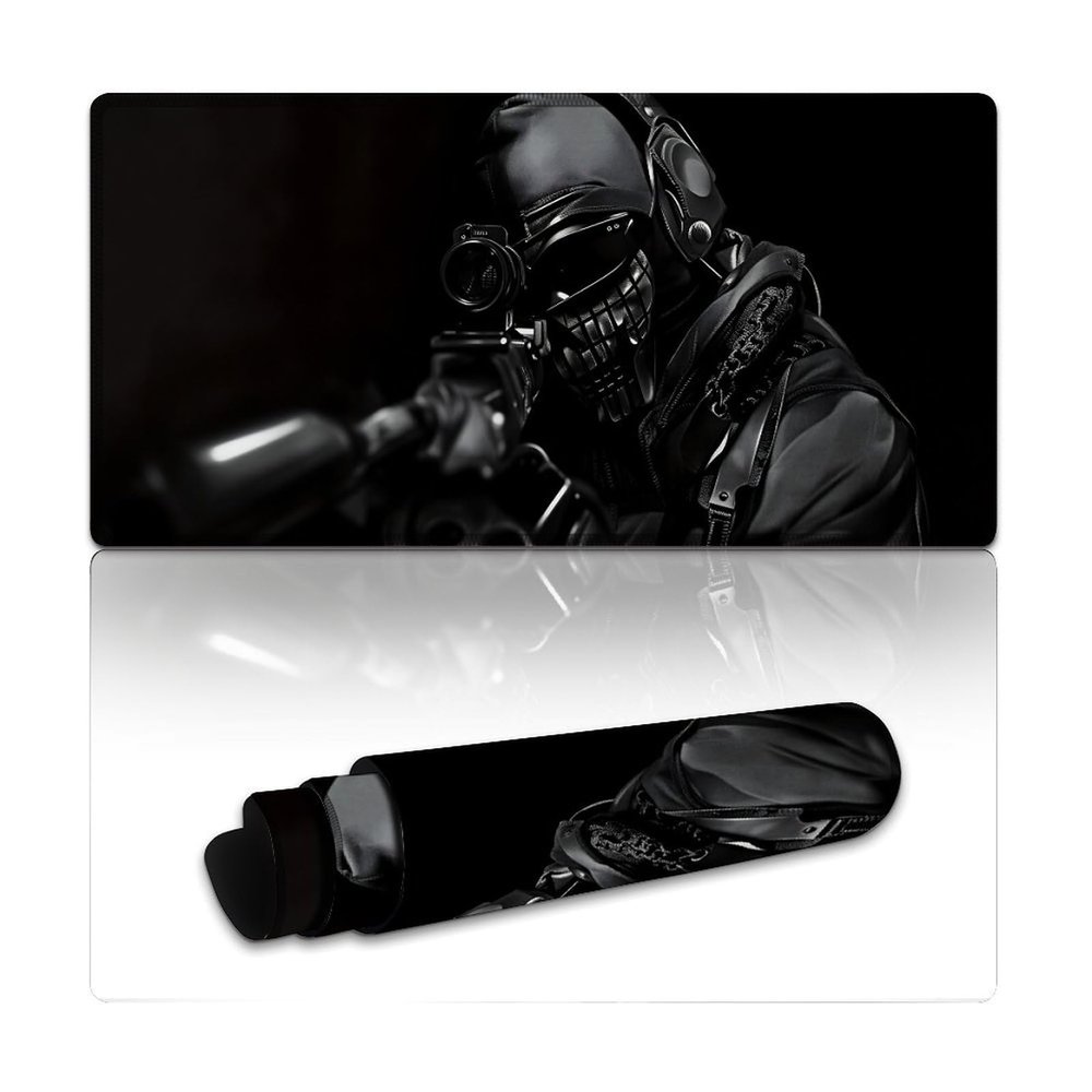 American Army Troops Soldiers Gaming Mouse Pad 24L12W inch Extended Large Laptop Keyboard Non-Slip Rubber Base with Stitched Edges for Home Office Computer