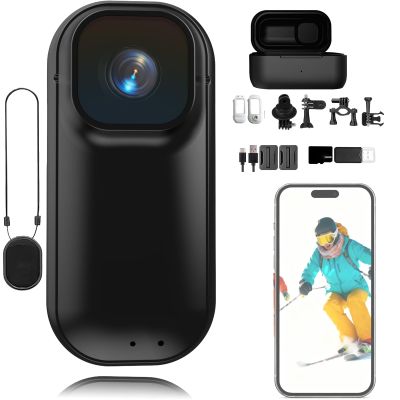 4K Thumb Action Camera, 64/128/256G Chest Camera, Body Cam Wearable, New Ultra Wide Angle Thumb Pocket Action Cam, Video Record for Cycling, Diving, Skiing,Vlogging (Black,32G)